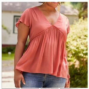 Matilda Jane sz S ruddy orange peasant boho blouse